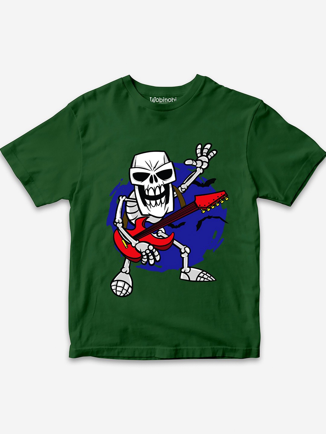 

Wobinobi Boys Halloween Print Bio Finish Pure Cotton T-shirt, Green