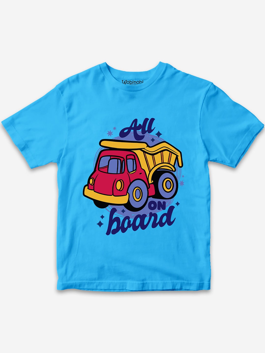 

Wobinobi Boys Truck Print Bio Finish Pure Cotton T-shirt, Blue