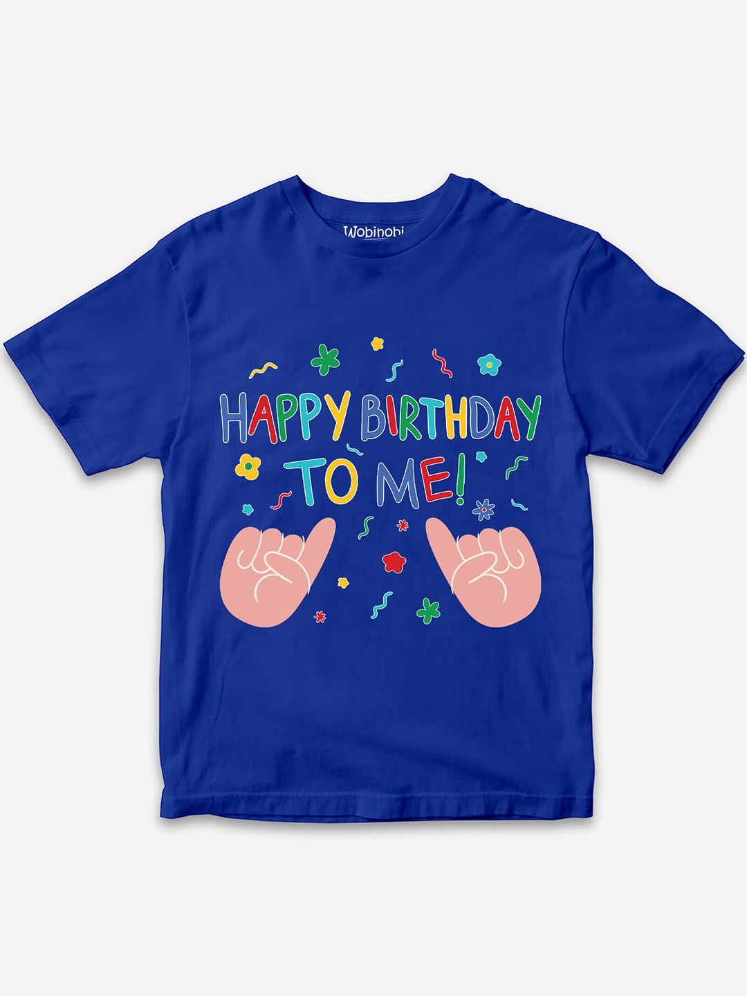 Wobinobi Boys Birthday Print Bio Finish Pure Cotton T-shirt, Blue