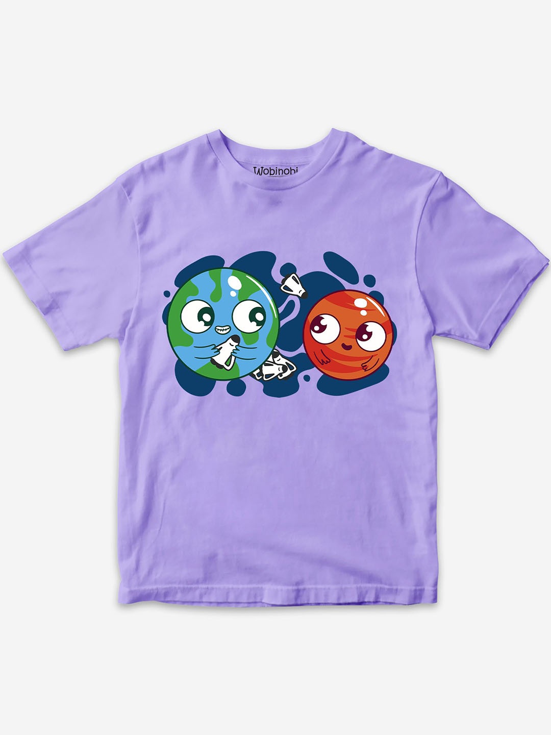 

Wobinobi Boys Space Print Bio Finish Pure Cotton T-shirt, Lavender