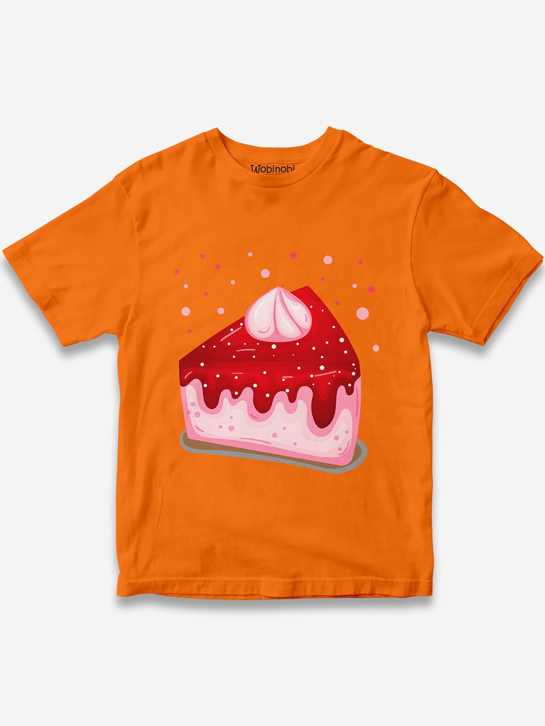 

Wobinobi Boys Cake Print Bio Finish Pure Cotton T-shirt, Orange