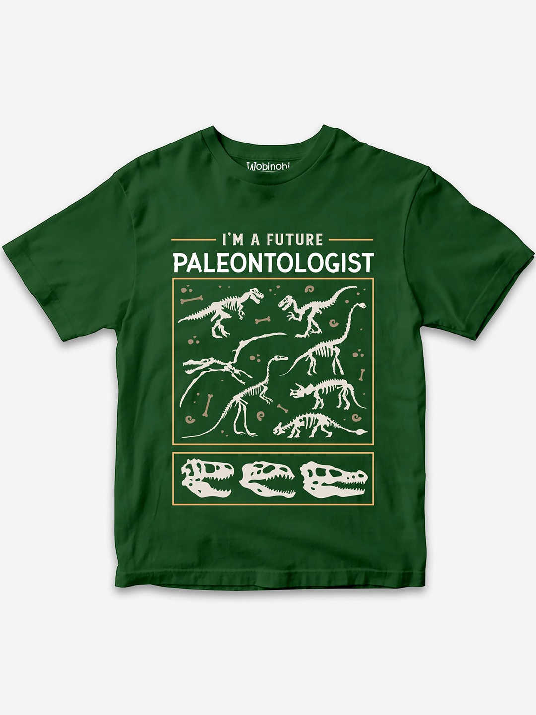 

Wobinobi Boys Dinosaur Printed Pure Cotton Bio Finish Casual T-shirt, Green