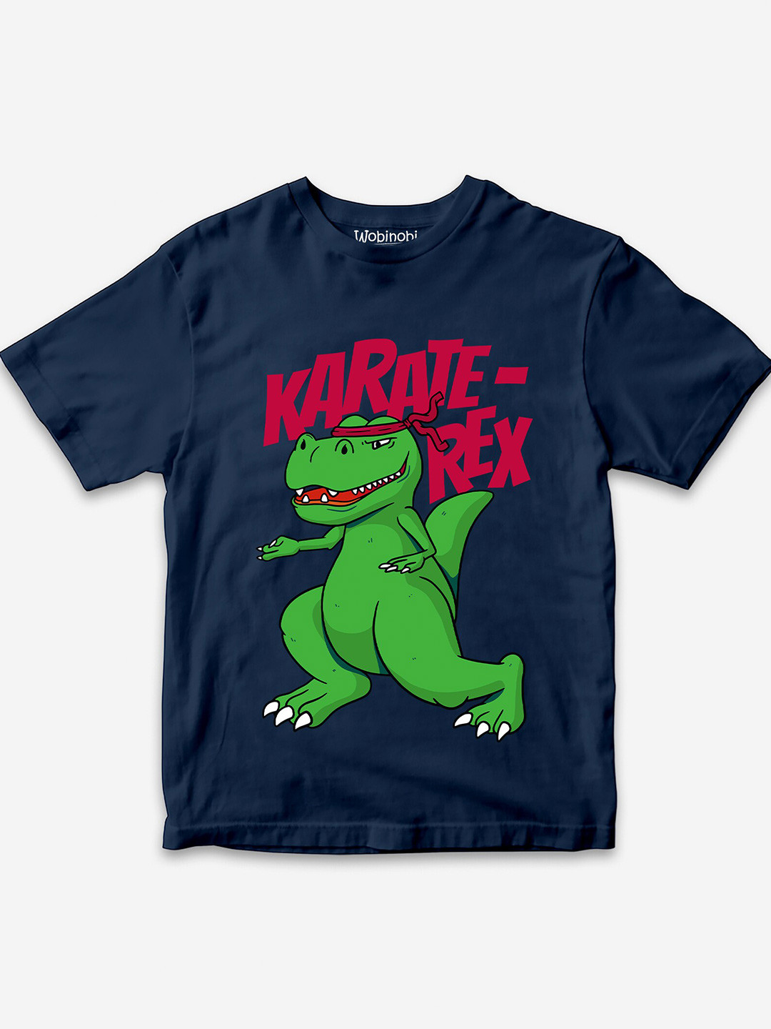 

Wobinobi Boys Dinosaur Print Bio Finish Pure Cotton T-shirt, Navy blue