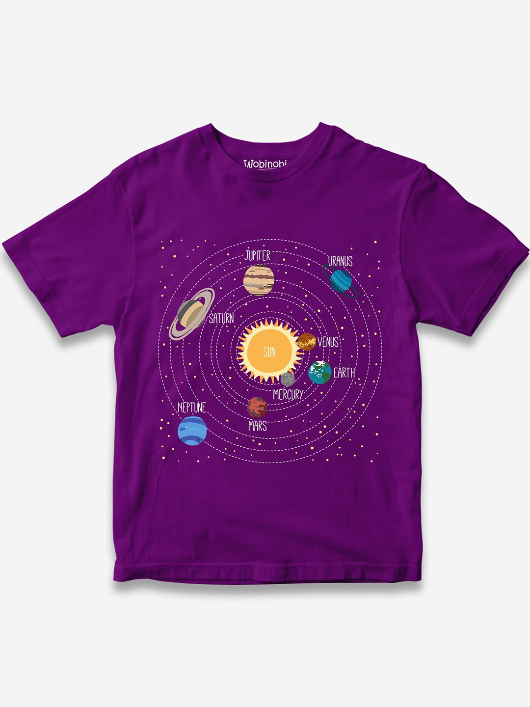 

Wobinobi Boys Space Print Bio Finish Pure Cotton T-shirt, Purple