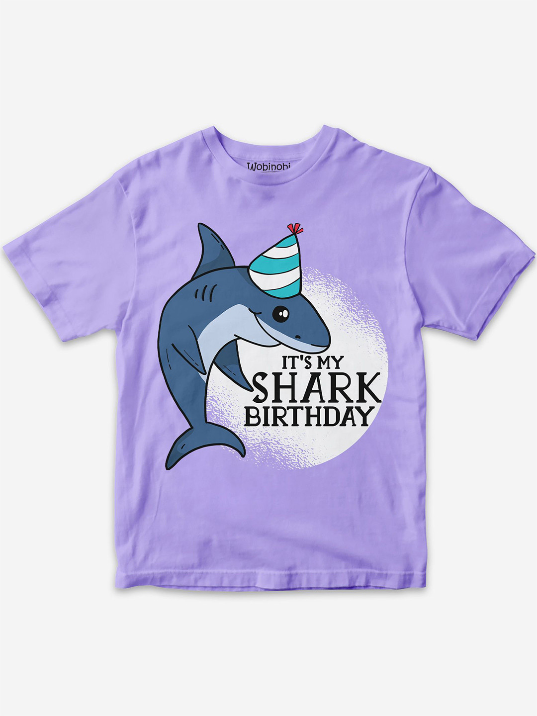 

Wobinobi Boys Shark Birthday Printed Bio Finish Pure Cotton T-shirt, Lavender