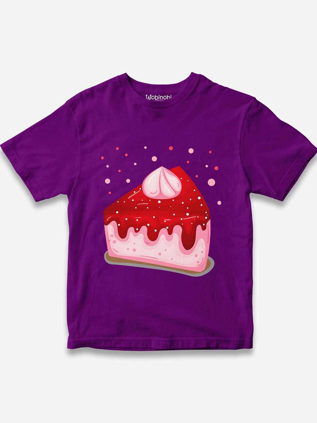 

Wobinobi Boys Cake Print Bio Finish Pure Cotton T-shirt, Purple
