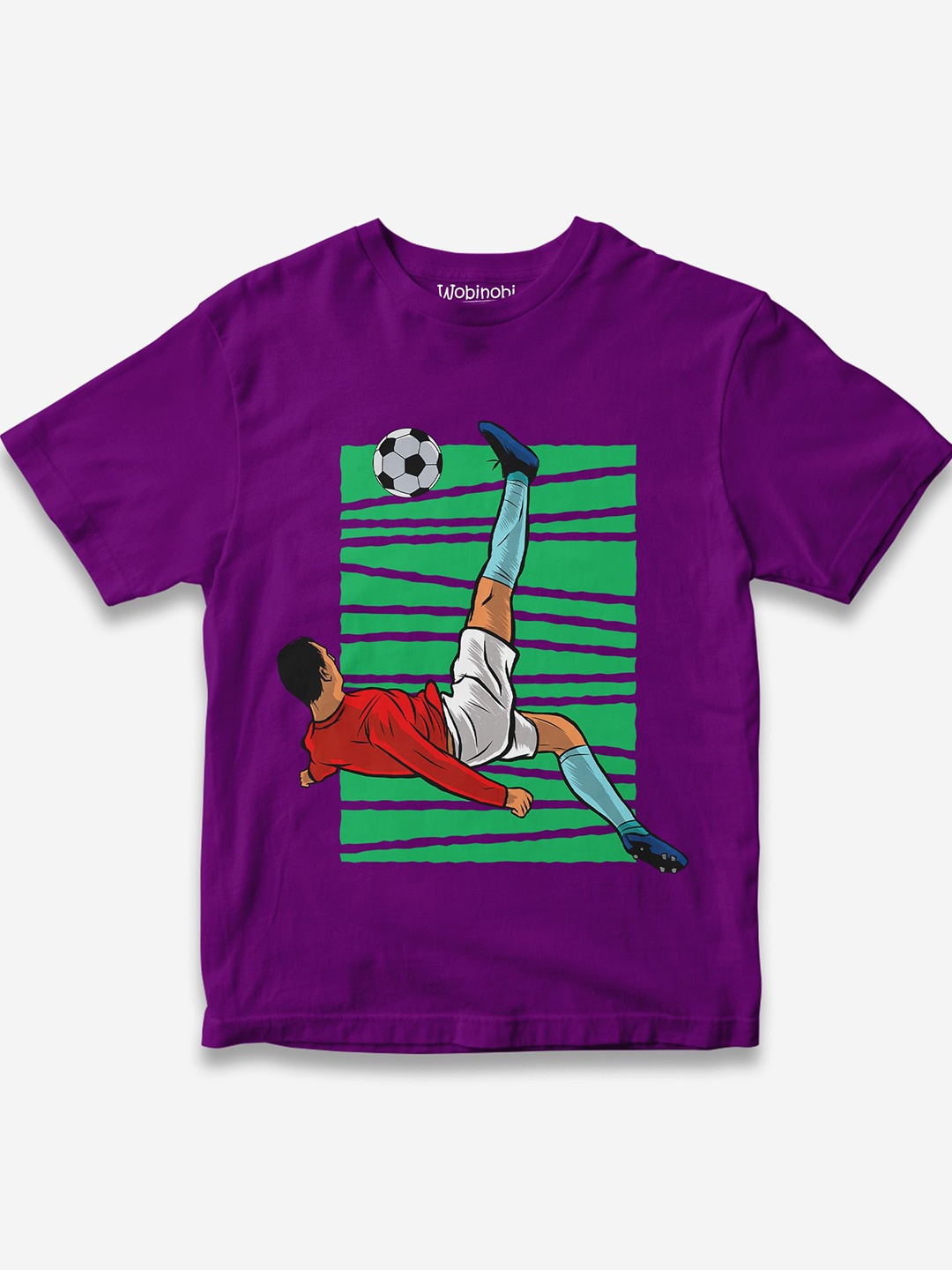 

Wobinobi Boys Football Print Bio Finish Pure Cotton T-shirt, Purple