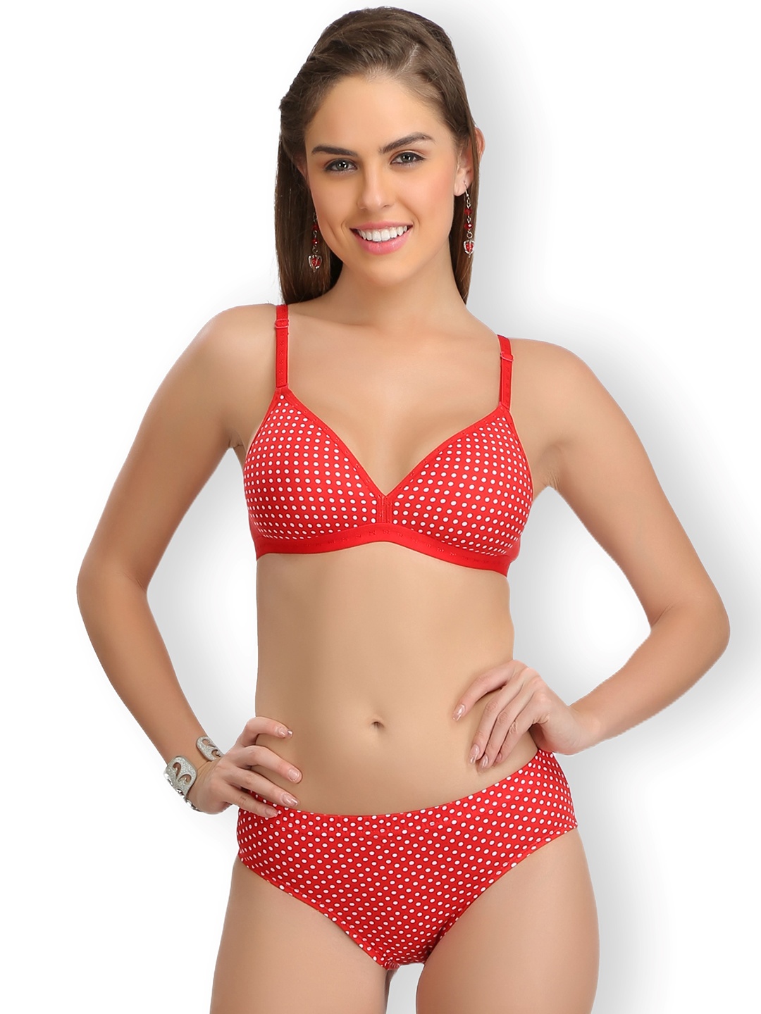 

SELFCARE Printed Lightly Padded Lingerie Set SN0837, Red