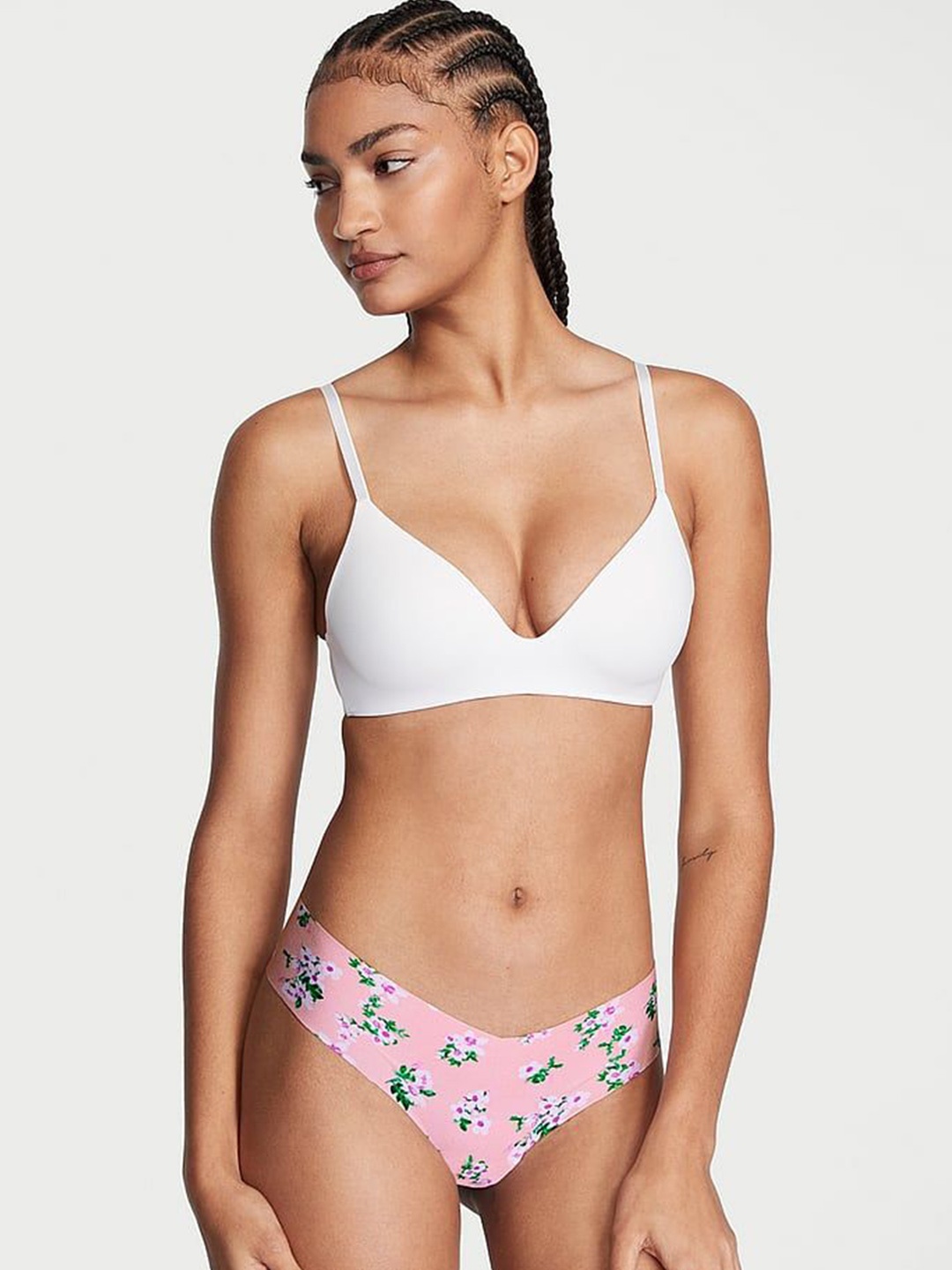 

Victoria's Secret Cotton No-Show Thong Briefs - 112081345W5U, Pink
