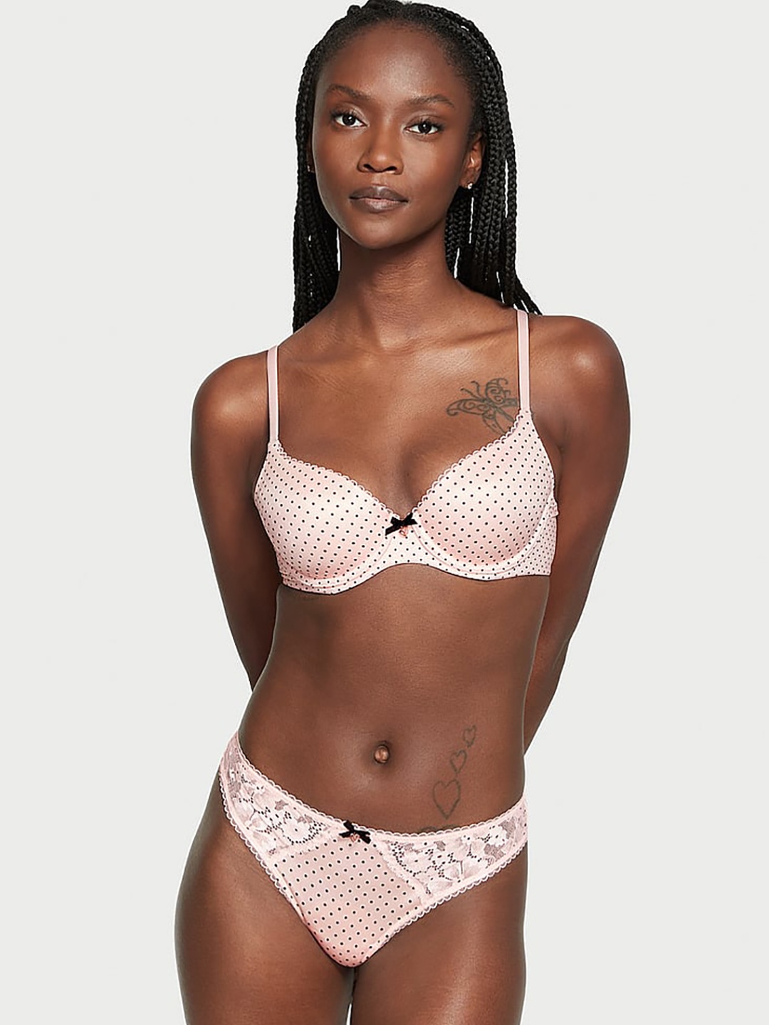 

Victoria's Secret Cotton Smooth & Lace Thong Briefs - 112059765DLG, Pink