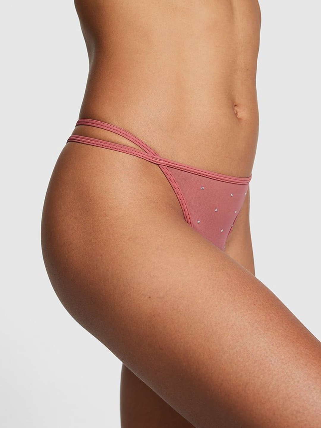 

Victoria's Secret Cotton Flocked Mesh Thong Briefs - 112276725XLM, Brown