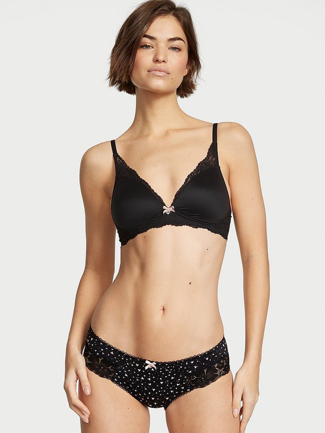 

Victoria's Secret Body By Victoria Lace Trim Hiphugger Briefs- 112059705S4G, Black