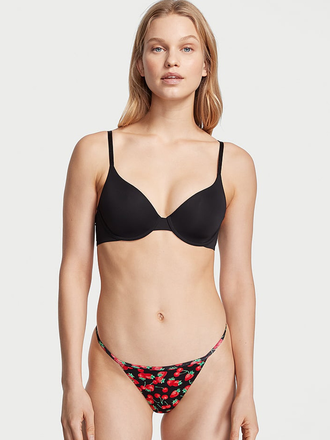

Victoria's Secret Printed Stretch V-String Briefs- 111734585SFY, Black