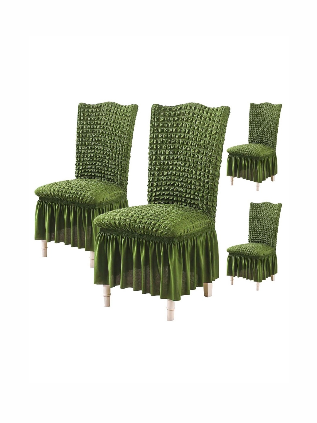 

HOUSE OF QUIRK Green 4 Pcs Textured Bubble Frill Chair Cover