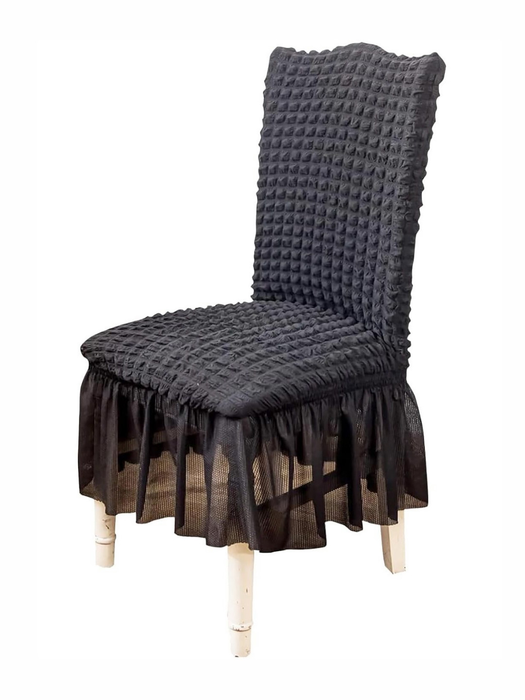 

HOUSE OF QUIRK Grey Textured Bubble Frill Chair Cover