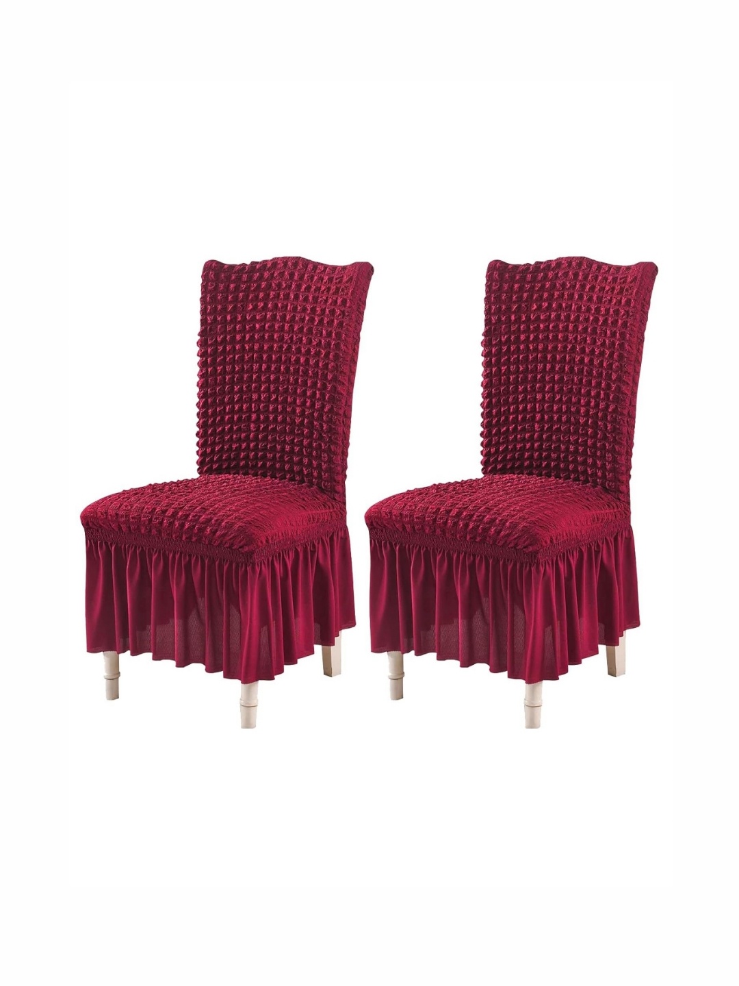

HOUSE OF QUIRK Maroon 2-Pcs Bubble Frill Design Chair Covers