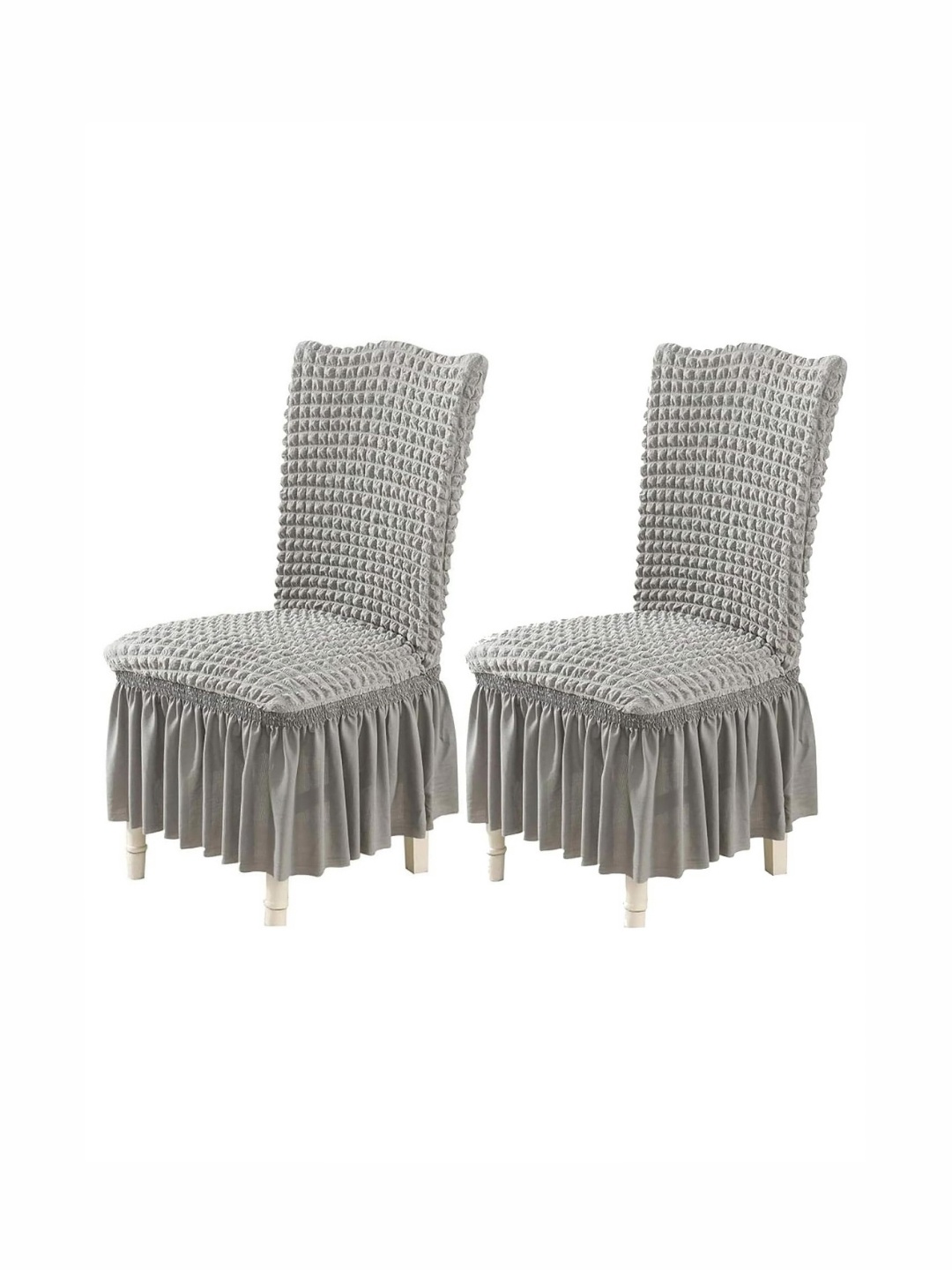 

HOUSE OF QUIRK Grey Melange 2 Pcs Bubble Frill Design Chair Covers