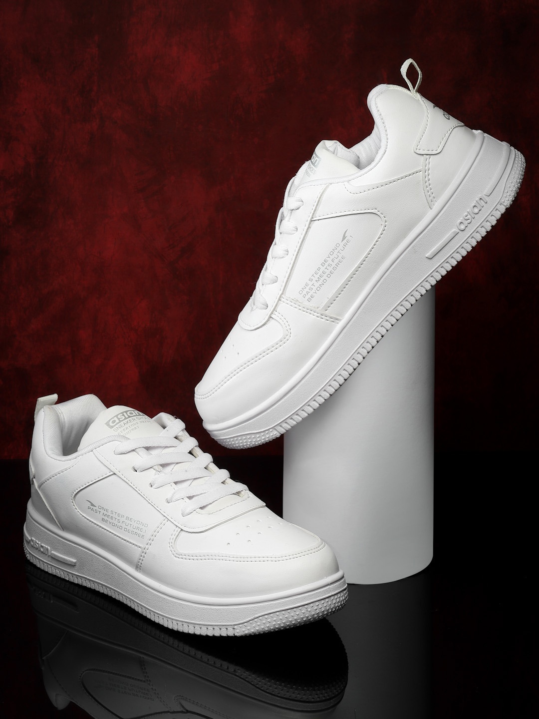 

ASIAN Men Round Toe Comfort Insole Sneakers, White