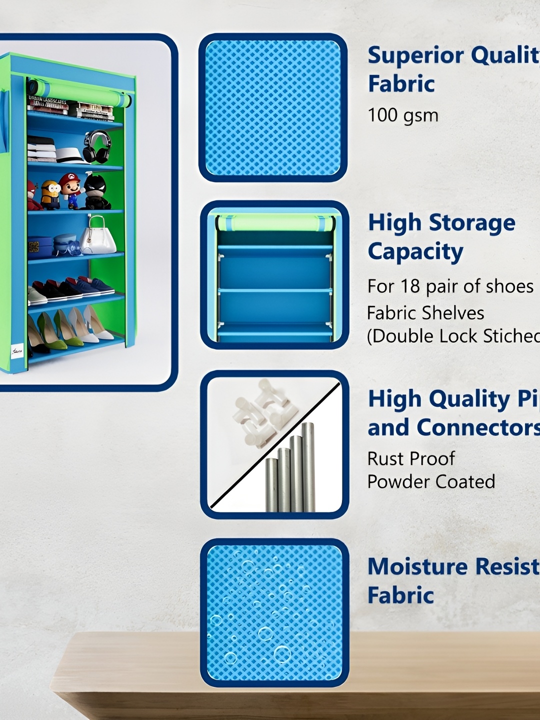 

Fabura Blue & Green 6-Tier Moisture Resistant Rectangle Shoe Rack