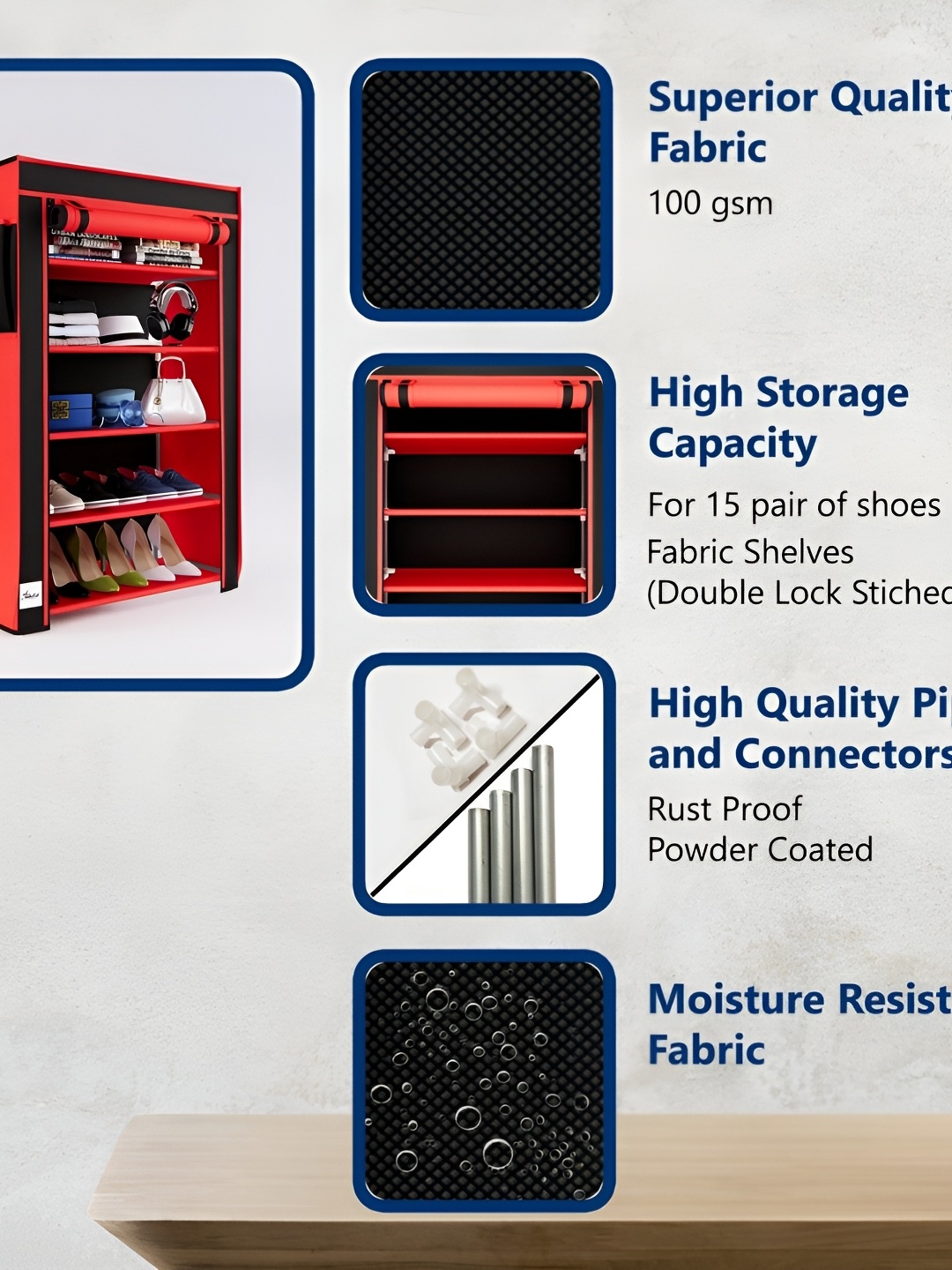 

Fabura Red & Black 5-Tier Rectangle Shoe Rack