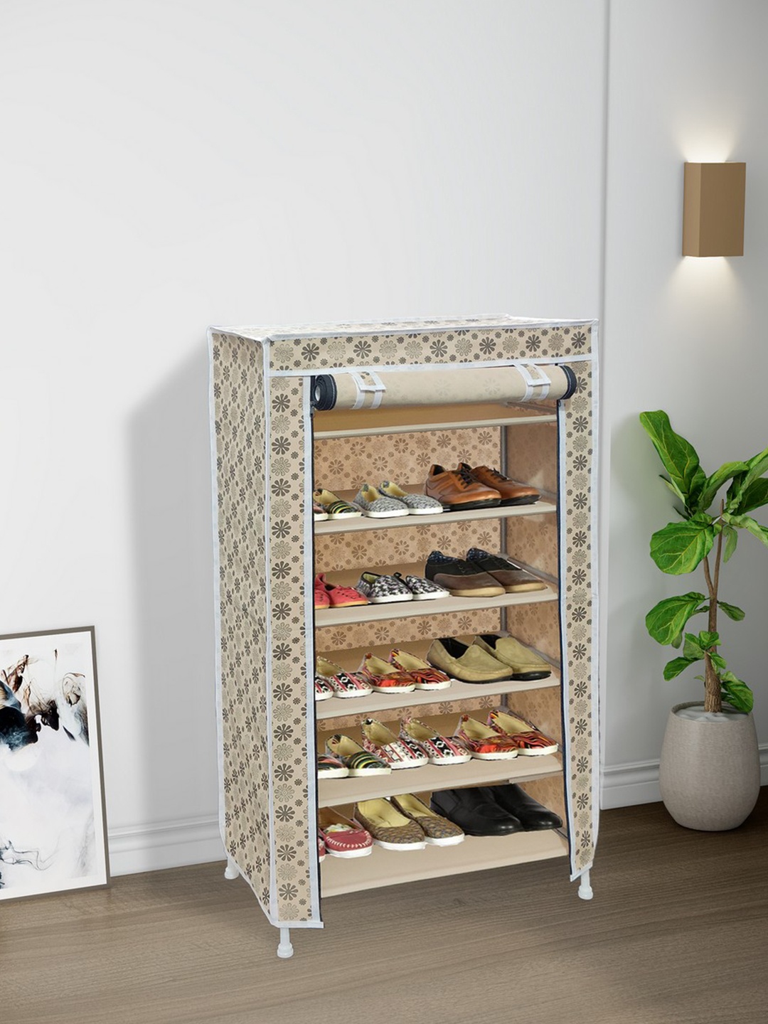 

Fabura Beige & White Printed 6-Tier Moisture Resistant Rectangle Shoe Rack