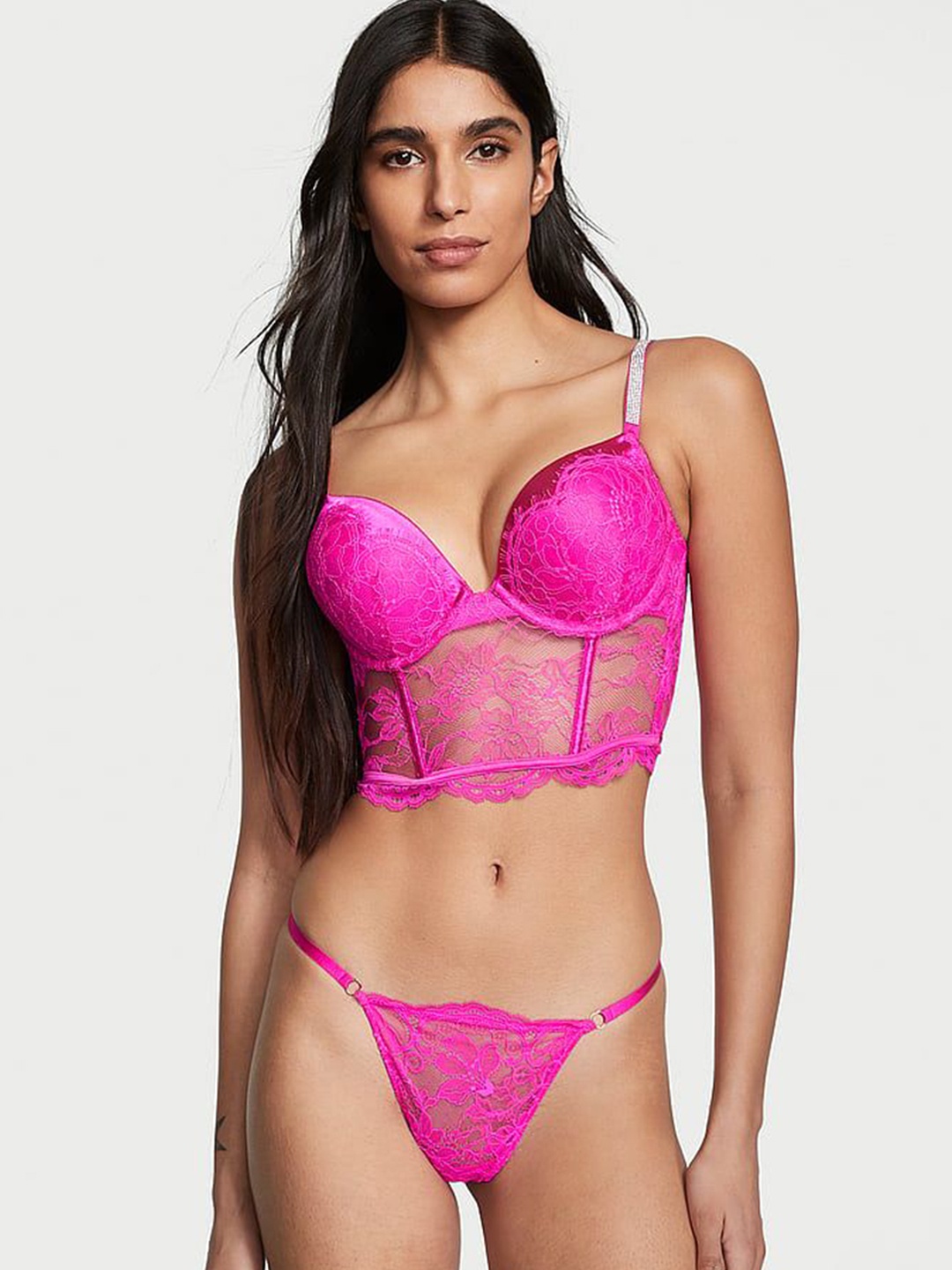 

Victoria's Secret Very Sexy Lace Charm V-String Panty 112071581FNR, Pink