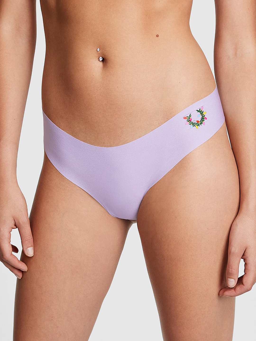 

Victoria's Secret PINK Low-Rise No-Show Thong Briefs, Purple