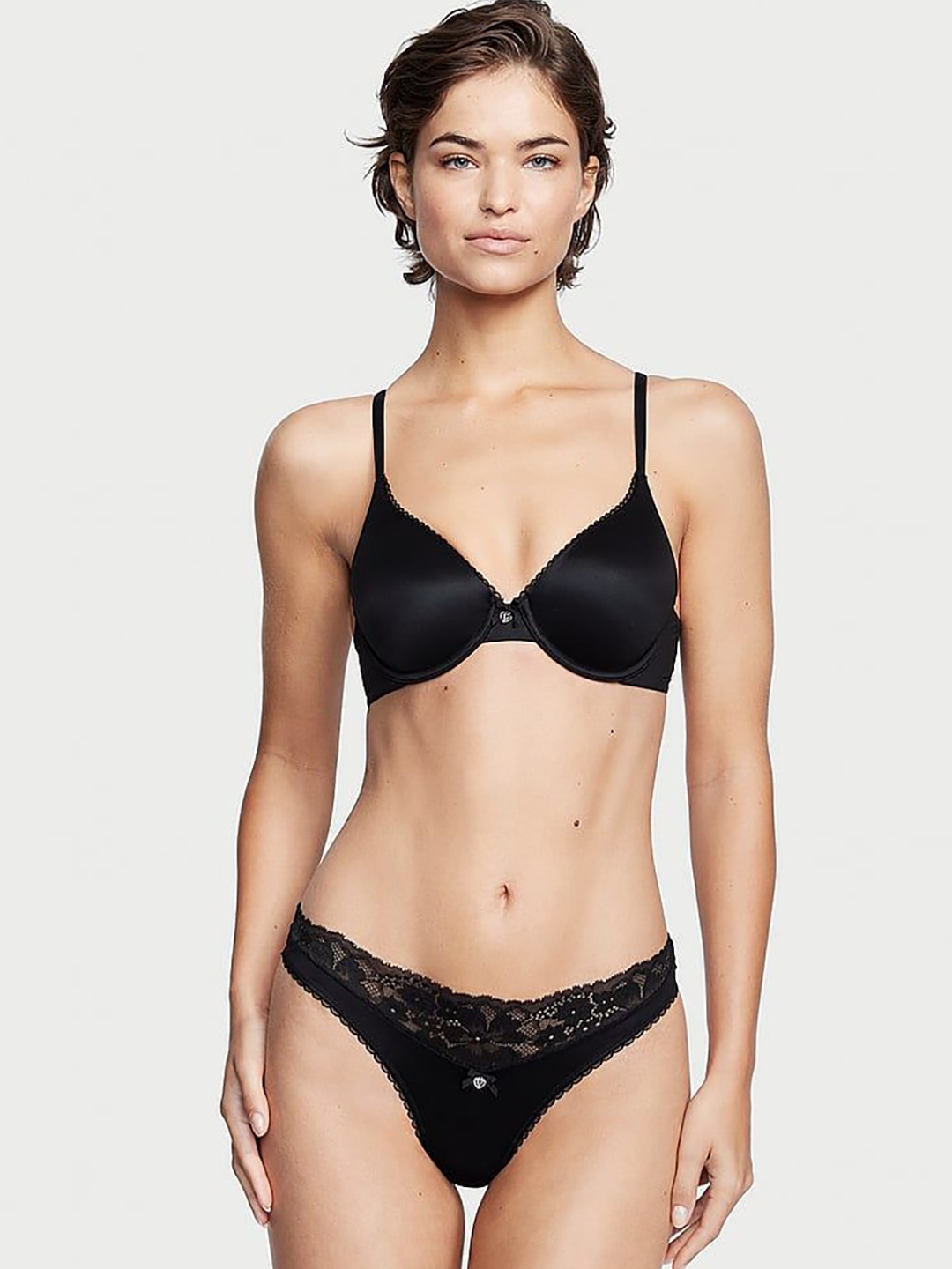 

Victoria's Secret Body by Victoria Lace Thong Briefs- 1120598154A2, Black