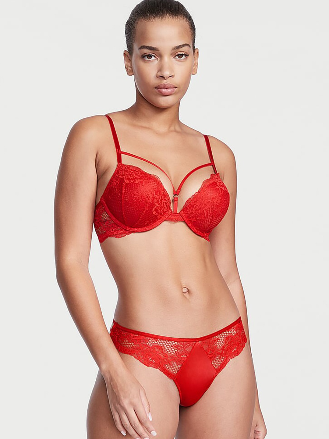 

Victoria's Secret Polyamide Strappy Thong Briefs, Red