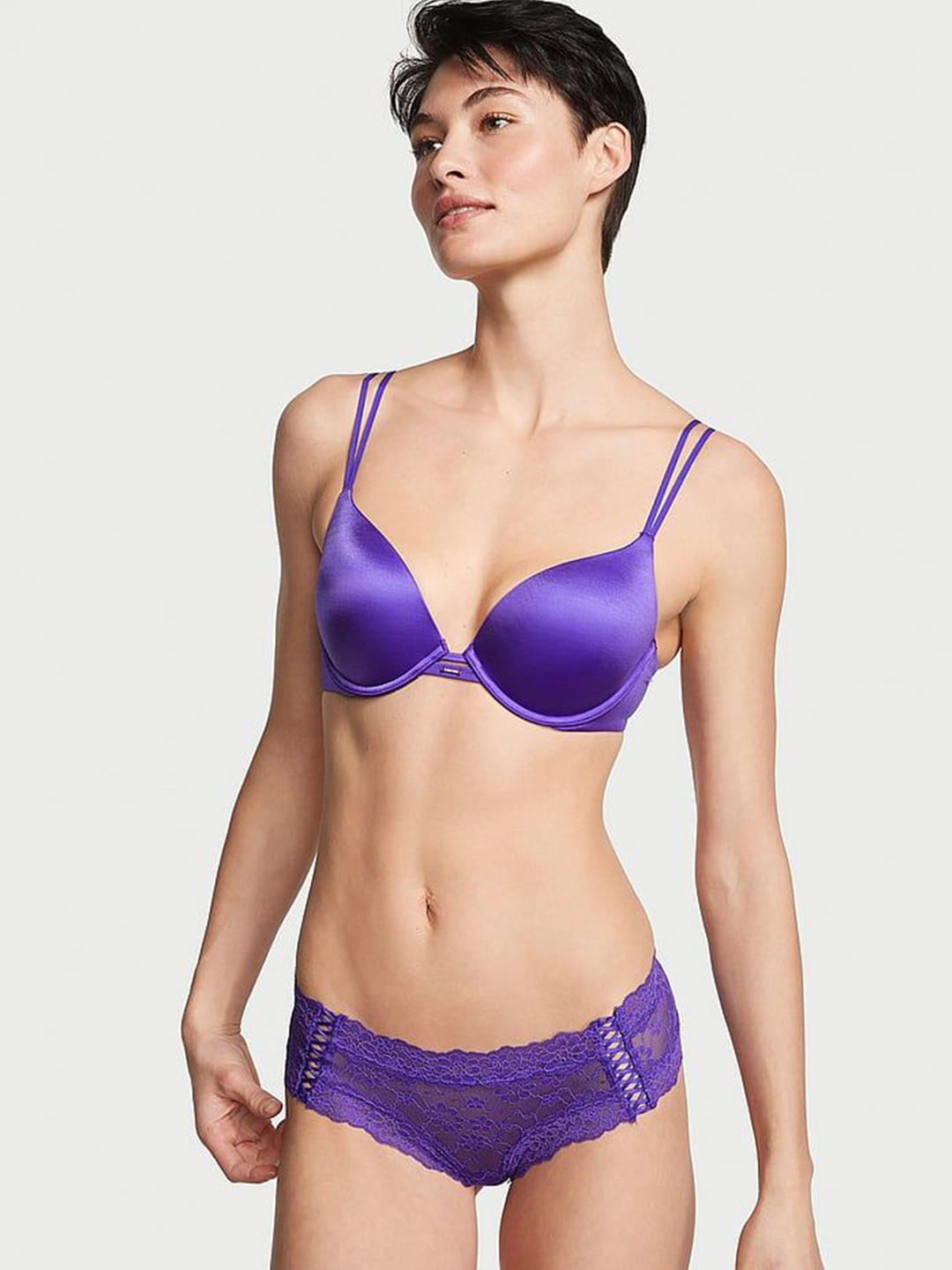 

Victoria's Secret The Lacie Posey Lace Lace-Up Cheeky Briefs- 1121831926P3, Purple