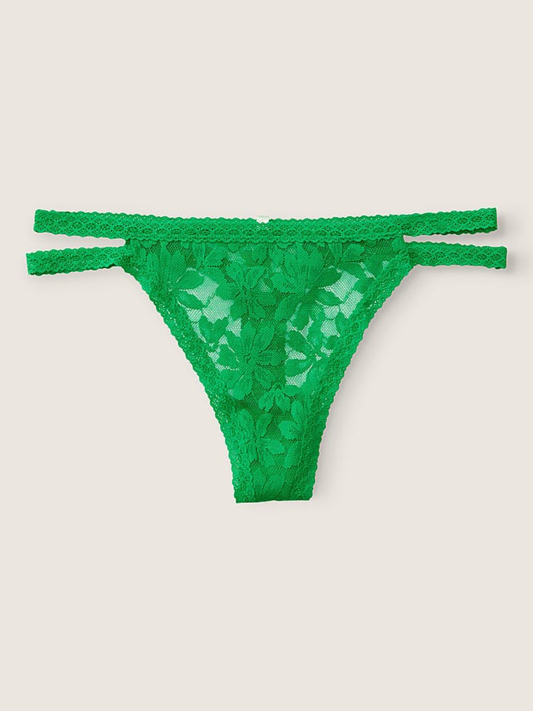 

Victoria's Secret Cotton Lace Strappy Thong Briefs-1119671866K2, Green