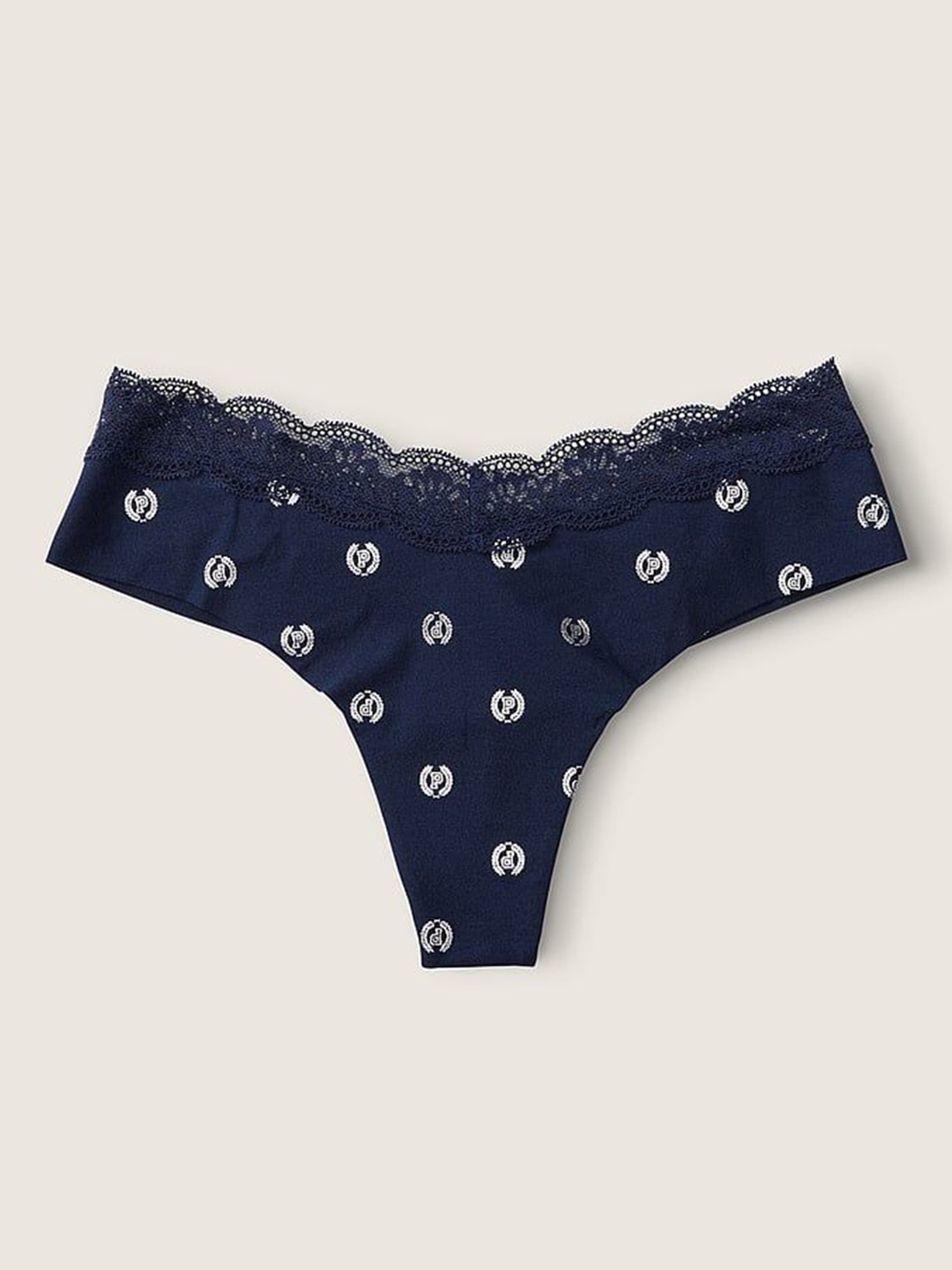 

Victoria's Secret PINK Printed No-Show Thong Panty 112261015YI0, Navy blue
