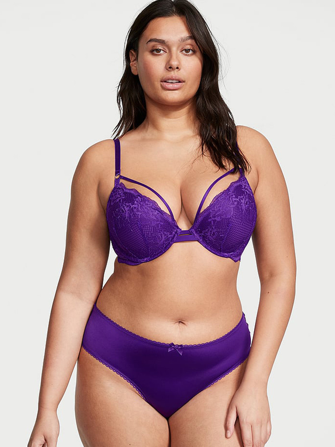 

Victoria's Secret Very Sexy Mesh & Satin Bow Cutout Back Open Panty 111843010QM9, Purple