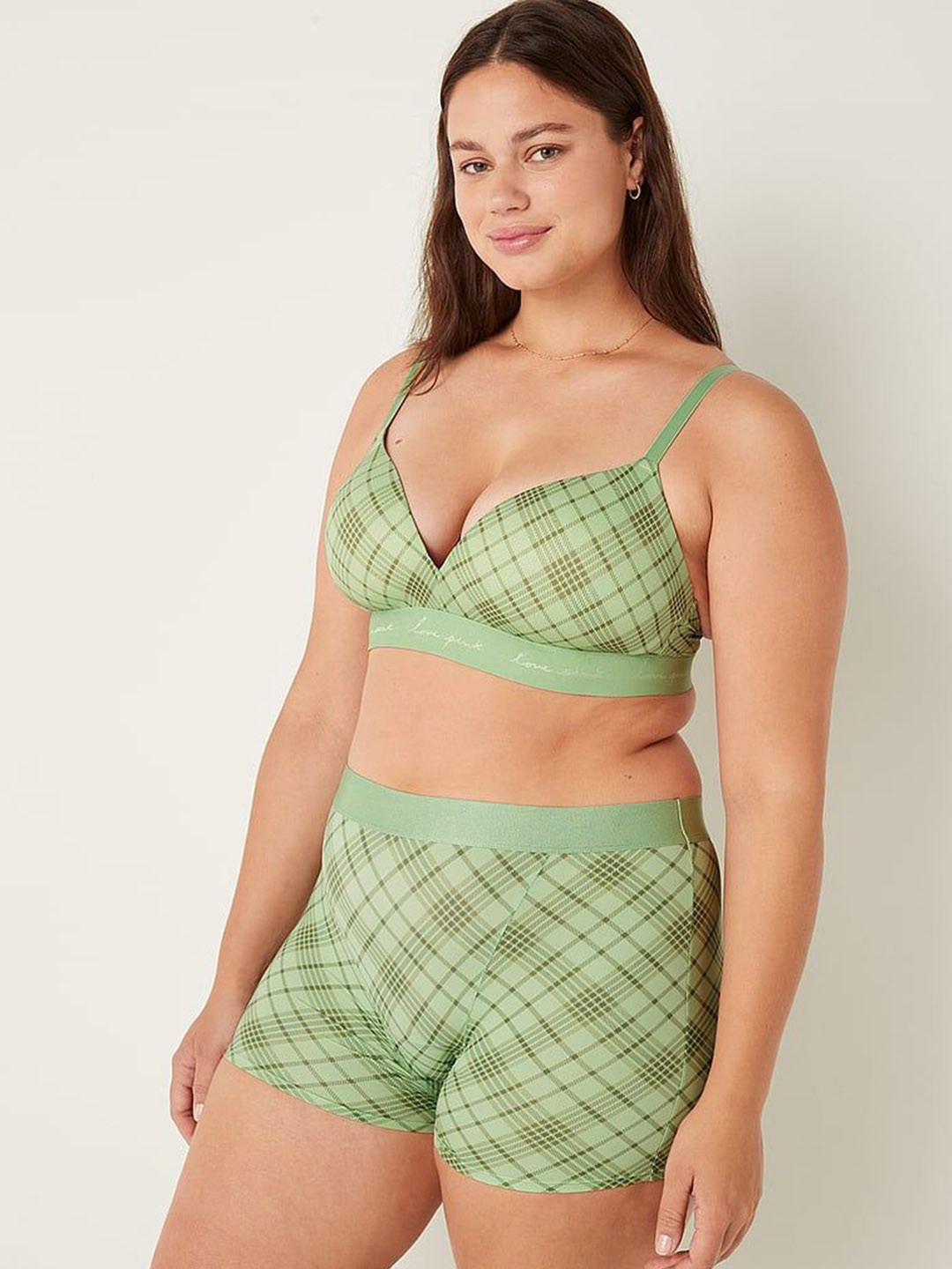 

Victoria's Secret PINK Checked Period Boyshort Panty 112007315QIS, Green