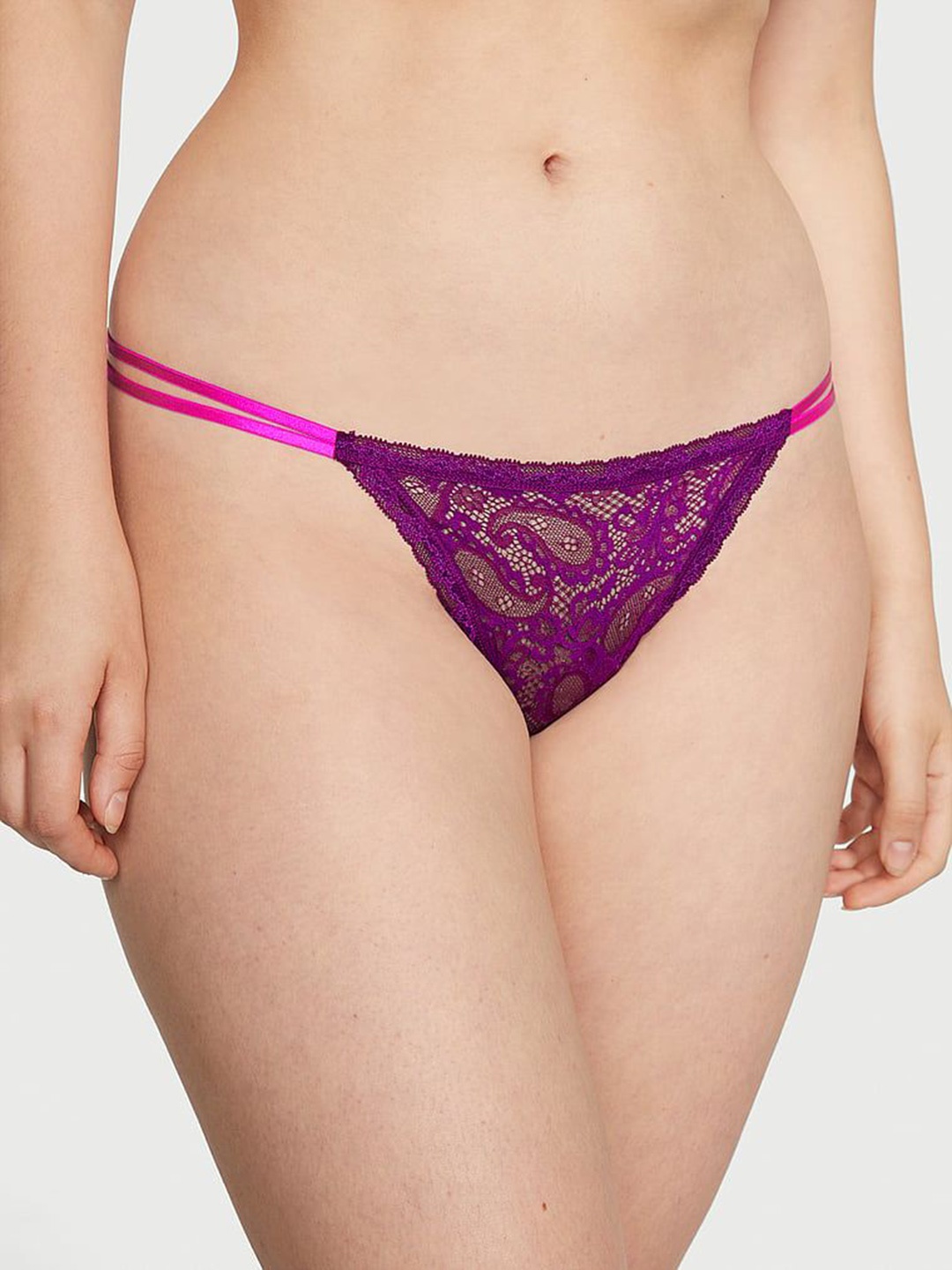 

Victoria's Secret The Lacie Lacie Strappy Thong Panty 1122235011T9, Purple