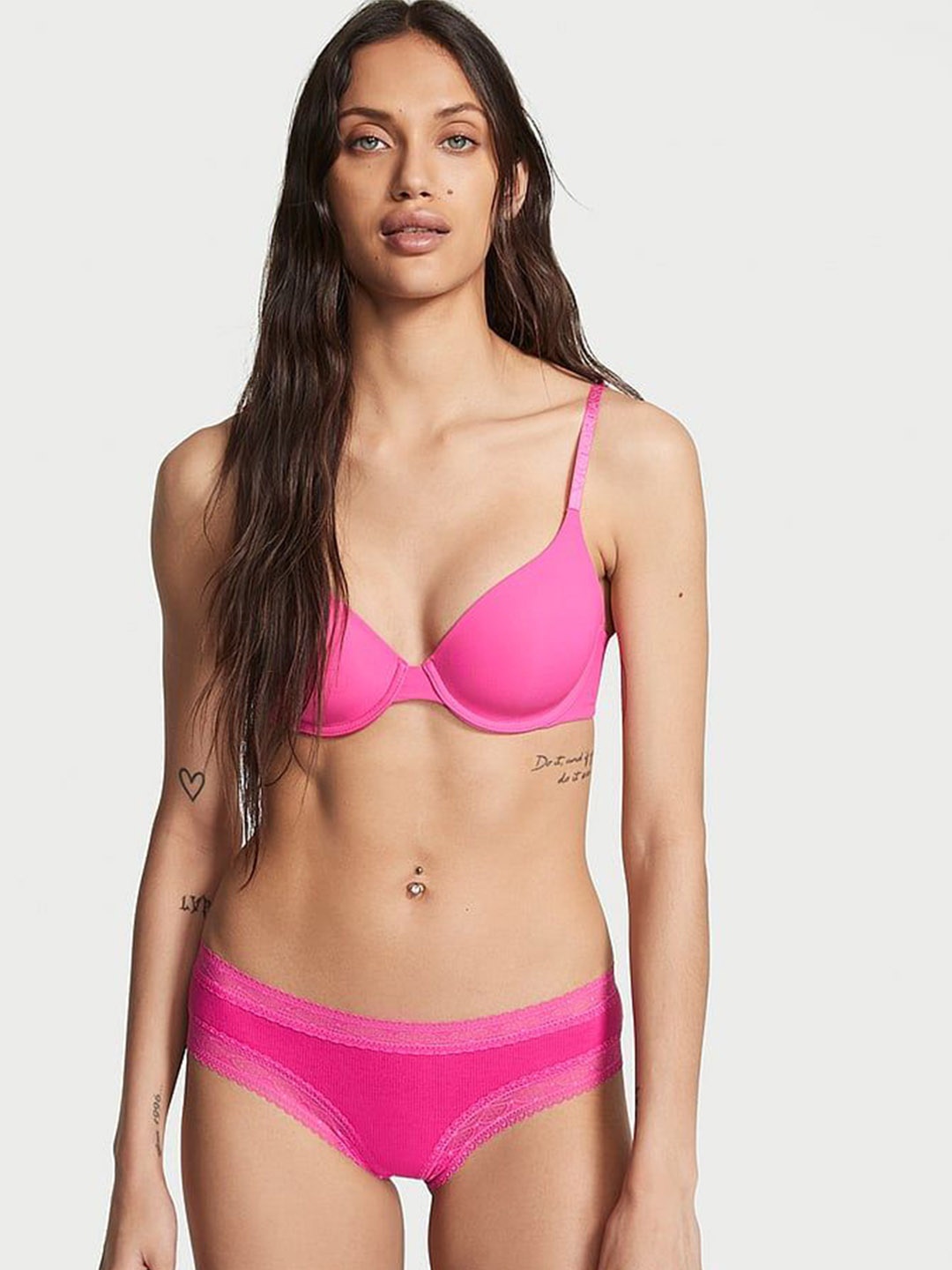 

Victoria's Secret Lace Waist Ribbed Cheeky Panty 112252201FNR, Pink