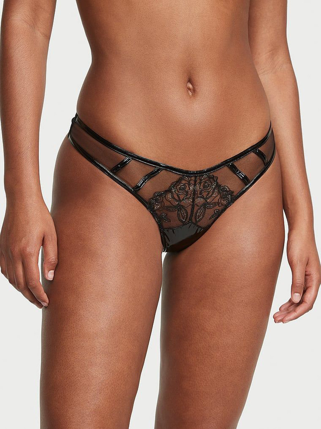 

Victoria's Secret Laced Thongs Briefs 112255165DYW, Black