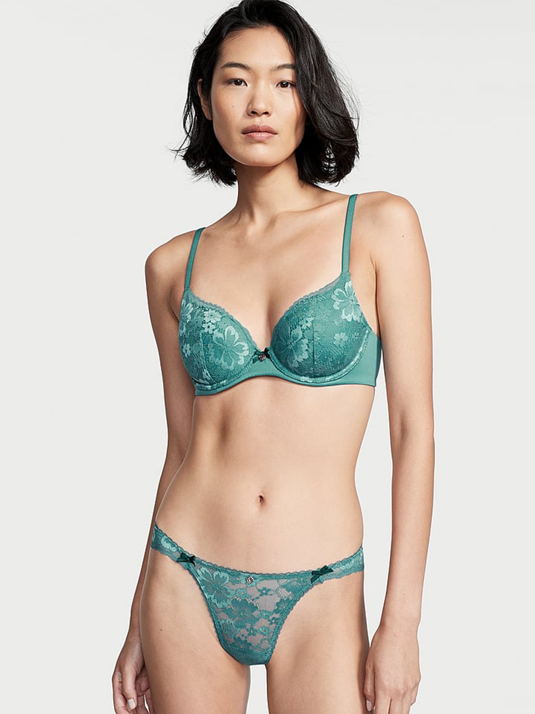 

Victoria's Secret Body Lace Wrap Thong Panty 1120053699L5, Green