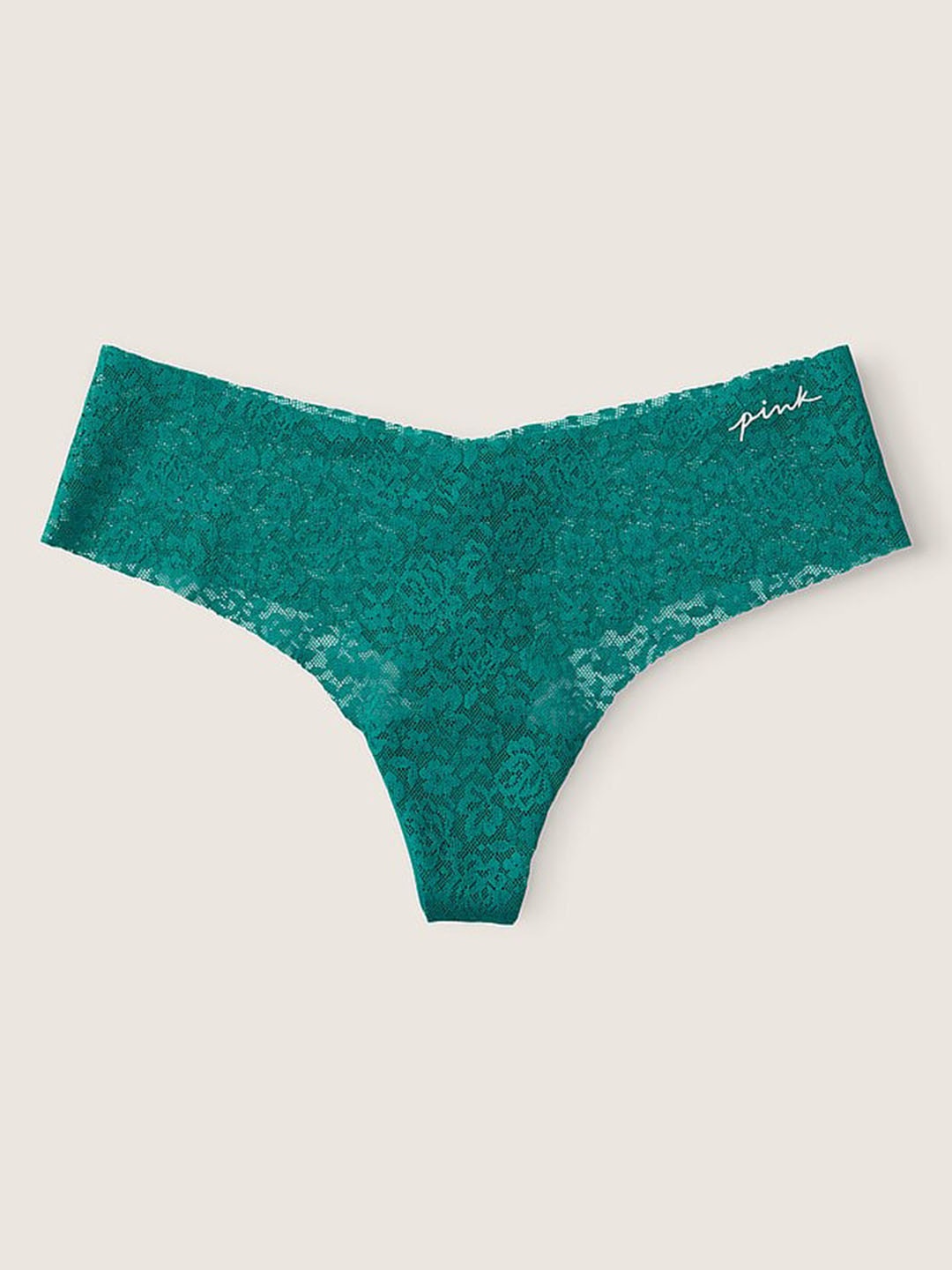 

Victoria's Secret PINK No-Show Soft Lace Thong Briefs- 112073983WY8, Green