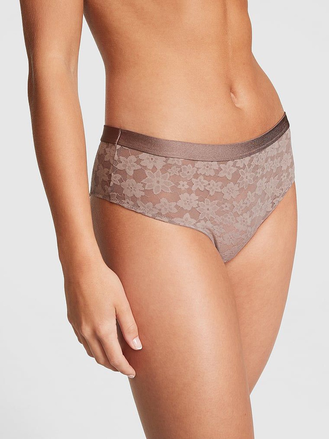 

Victoria's Secret PINK Wear Everywhere Lace Cheekster Briefs- 1123010117N0, Brown