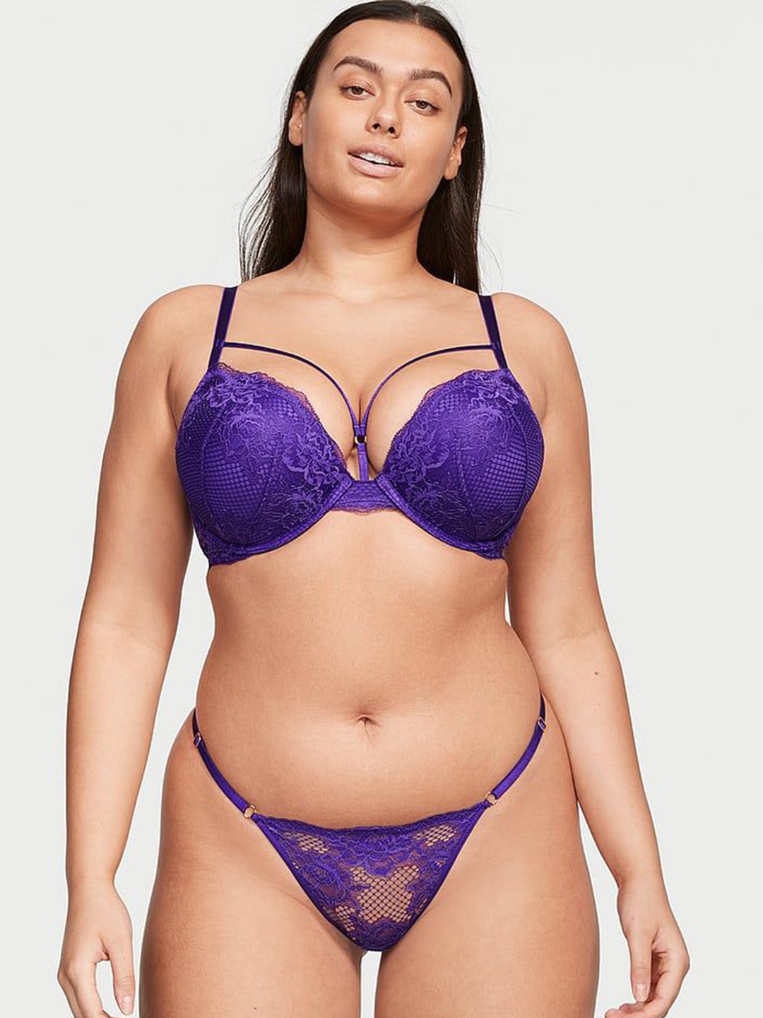

Victoria's Secret Very Sexy Fishnet Floral V-String Panty 112122050QM9, Purple