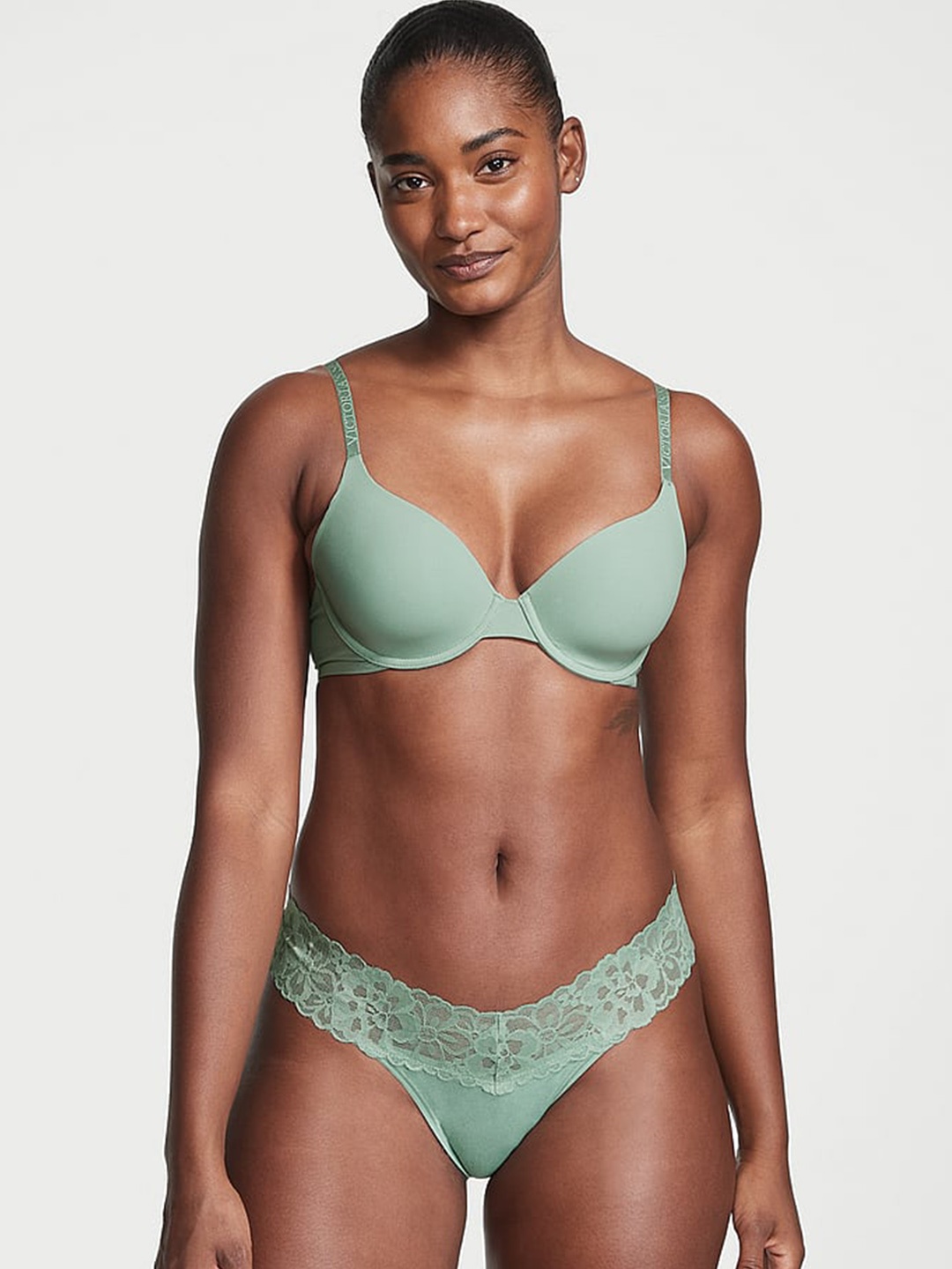 

Victoria's Secret Lace Waist Thong Briefs- 1115061146K1, Green