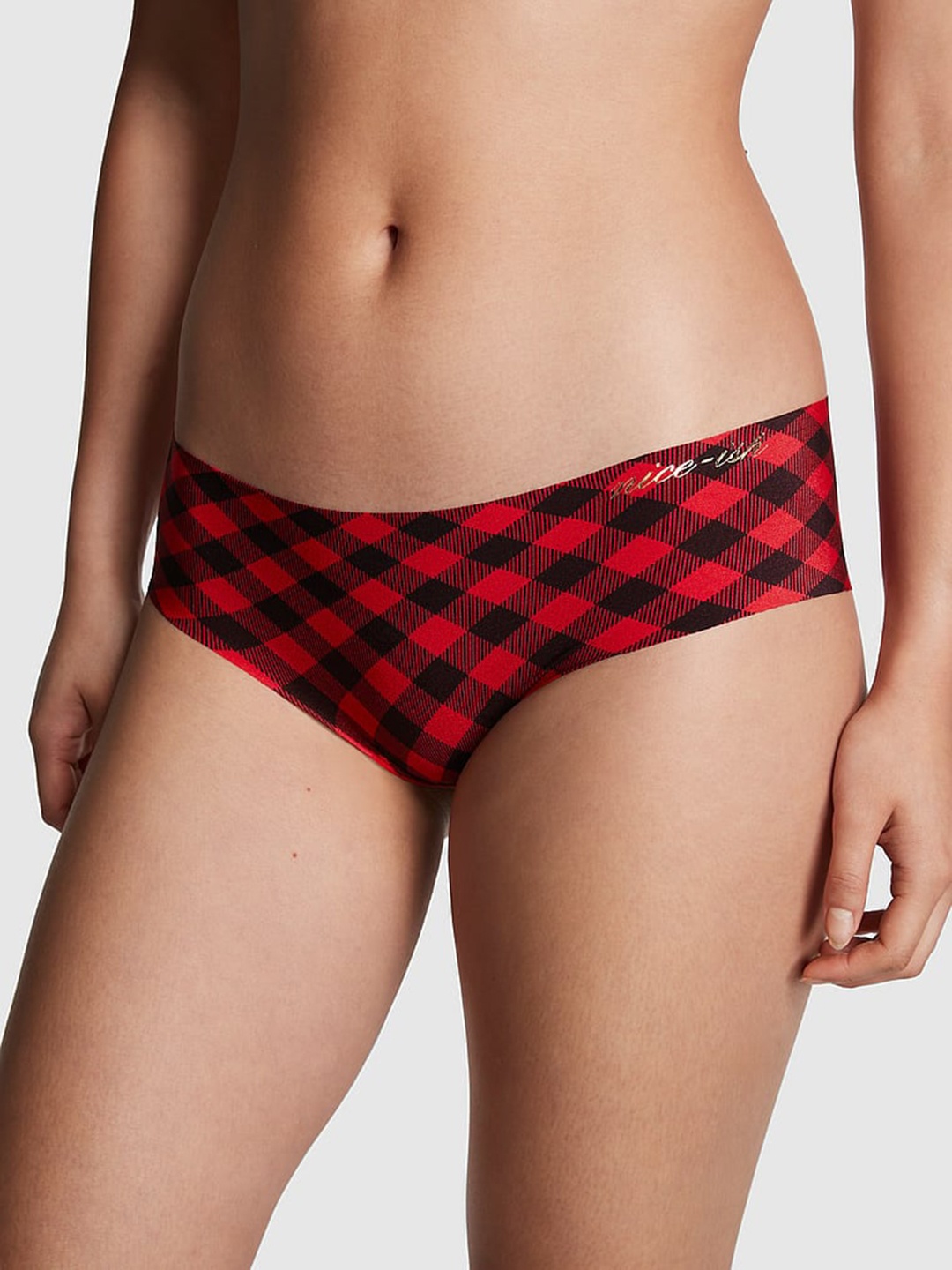 

Victoria's Secret PINK Checked No-Show Hipster Panty Briefs 1119917467DK, Red