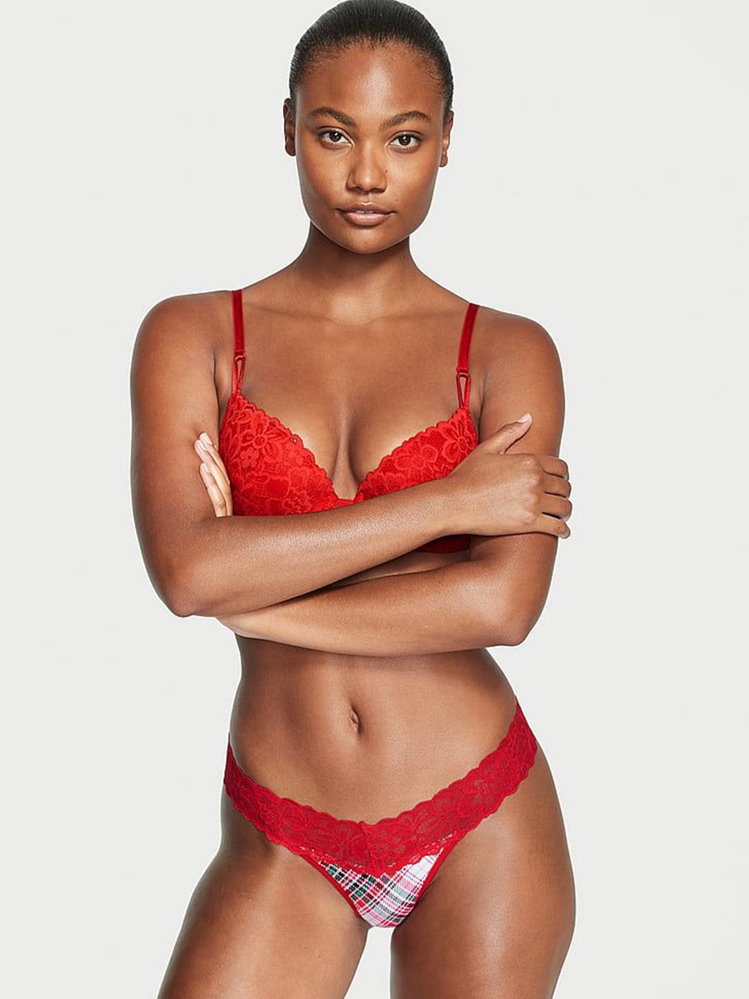 

Victoria's Secret Checked Thongs Briefs 111506115PU8, Red