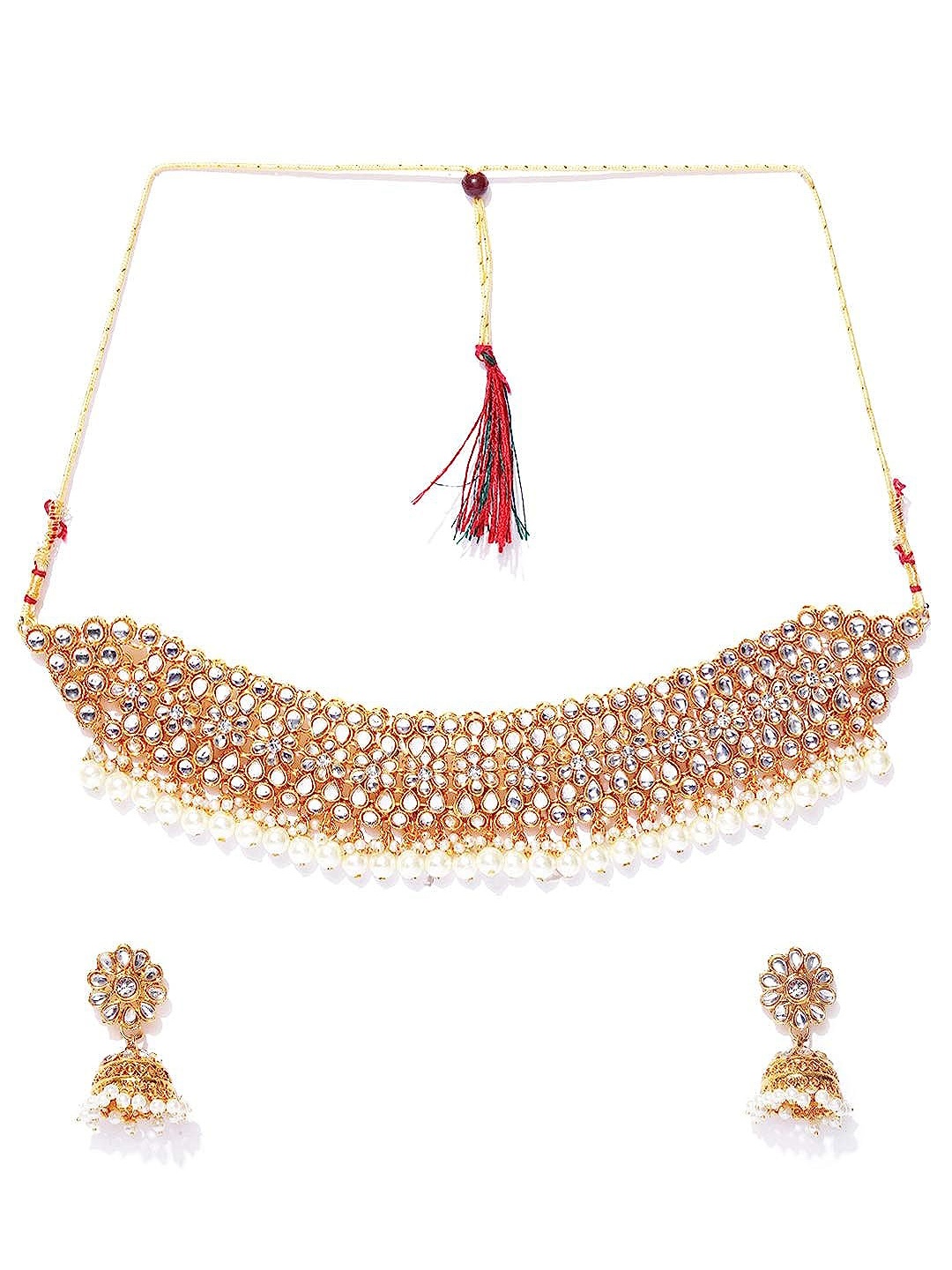 

YouBella Gold Plated Stones Studded & Beaded Jewellery Set, White