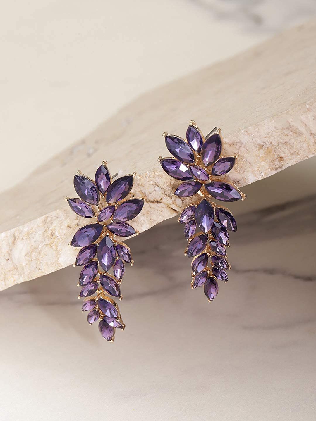 

YouBella Gold-Plated Floral Drop Earrings