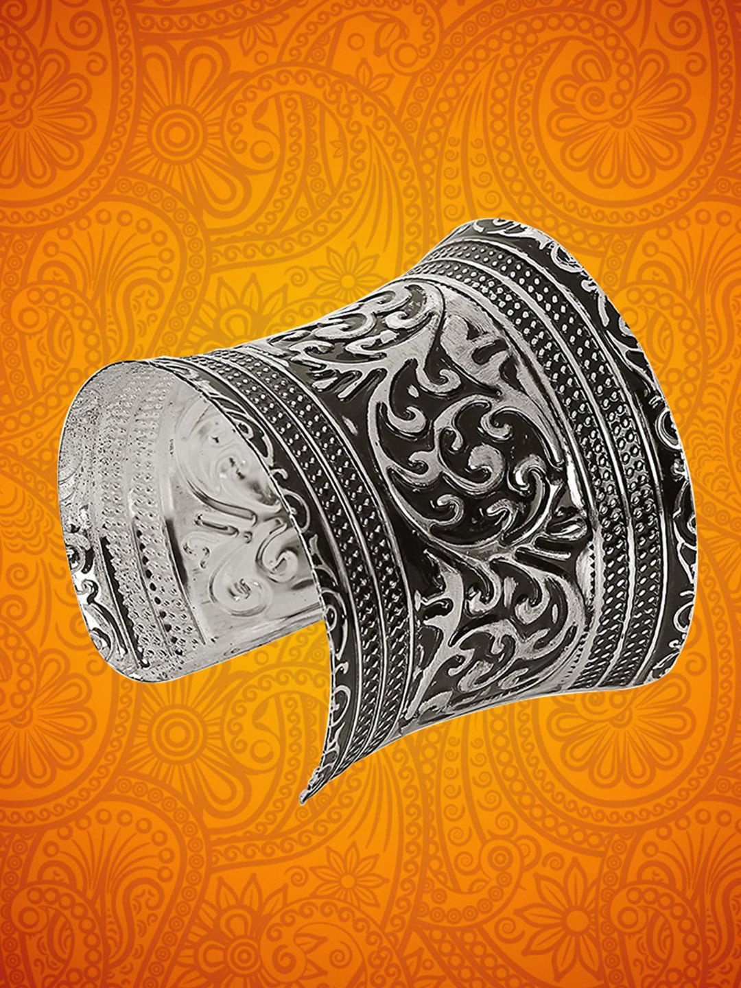 

YouBella Silver-Plated Oxidised Cuff Bracelet