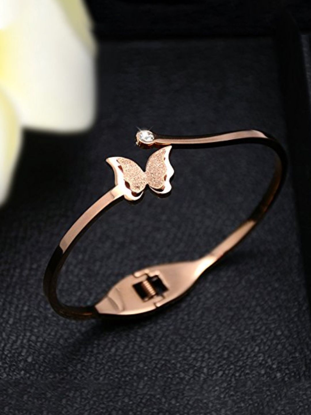 

YouBella Rose Gold-Plated Stone-Studded Cuff Bracelet