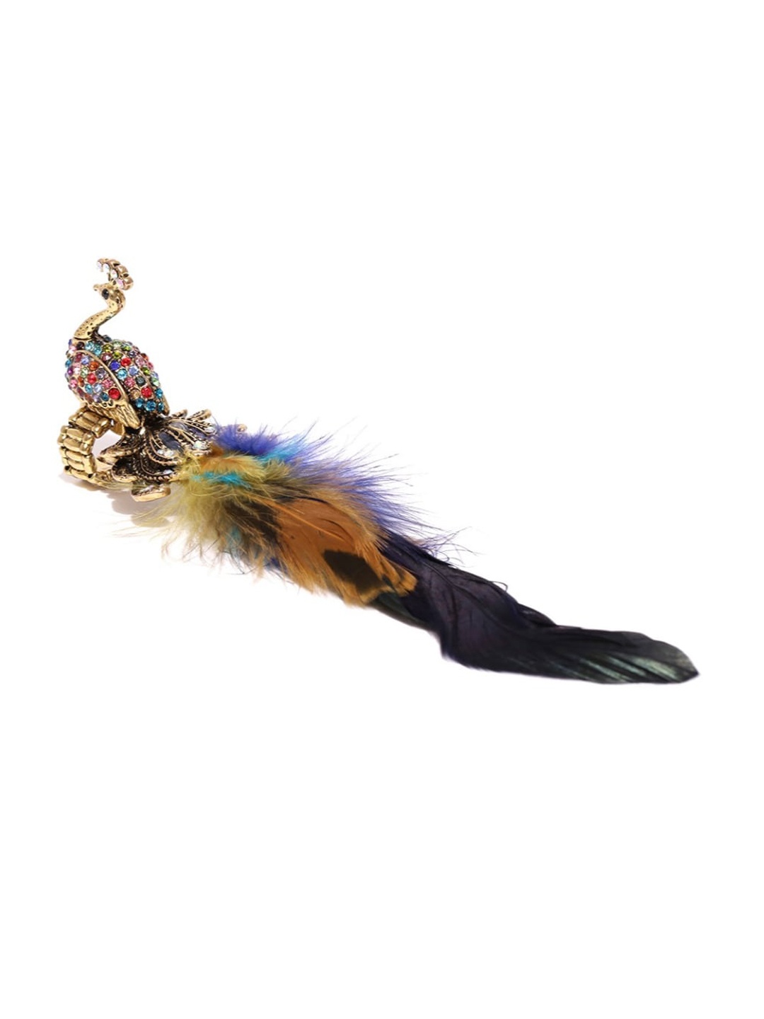 

YouBella Gold Plated Stone Studded Peacock Feather Adjustable Finger Ring