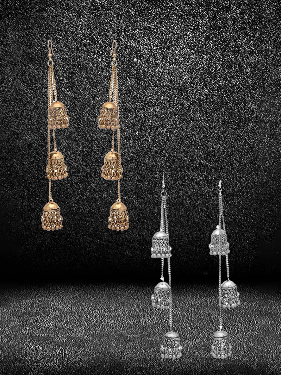

YouBella Set of 2 Jhumkas Earrings, Gold